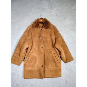 Burberrys Coat  Women's Medium Brown Lambskin Leather Shearling  England Vintage